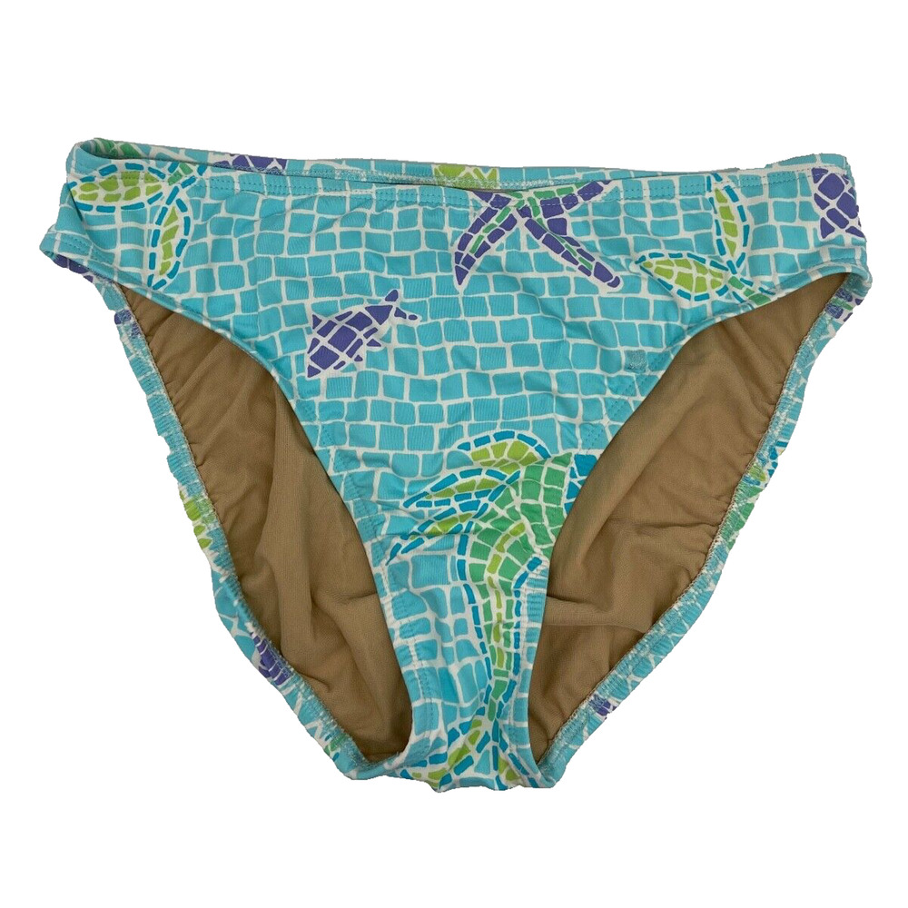 Lilly Pulitzer Bikini Bottoms Womens Sz 10 Blue Green Aqua Mosaic Swimsuit